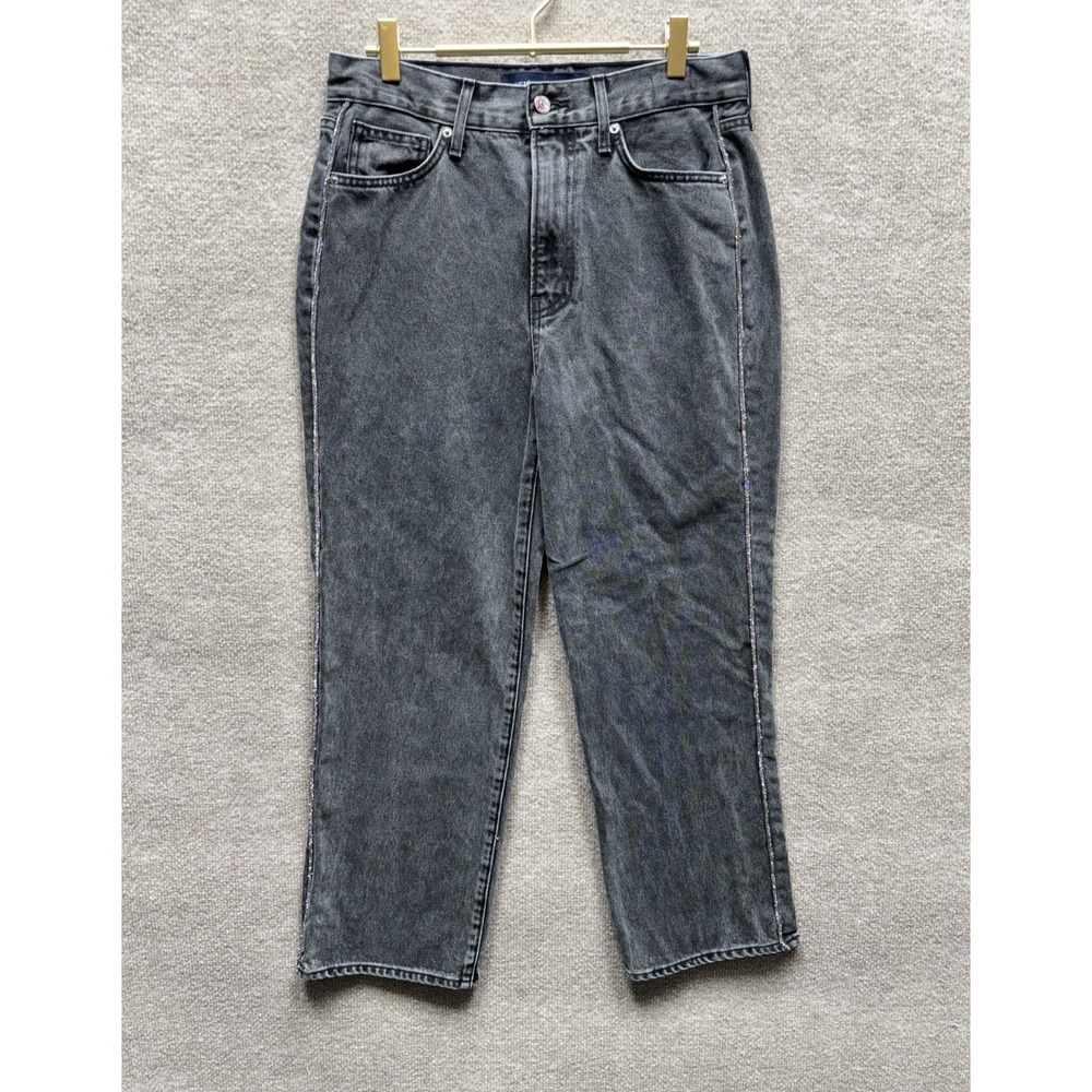 Veronica Beard Dylan Jeans 29 Straight Leg High Rise Ankle‎ Black Diamond Stripe